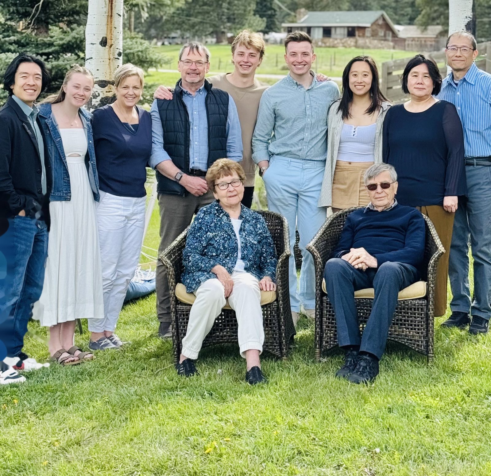 The Somers family together under the aspens